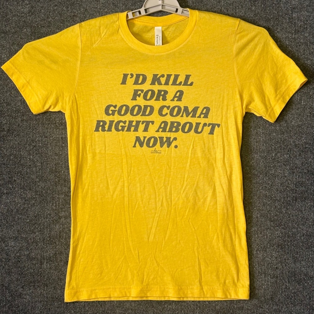 Hippie Runner Yellow Good Coma Graphic T-Shirt Bella Canvas Small Mens Womens